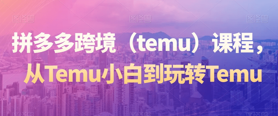 拼多多跨境（temu）课程，从Temu小白到玩转Temu-会创网-会创项目网-会创资源网