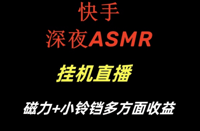 快手深夜性感ASMR挂机直播，磁力+小铃铛收益（附带工具和5G素材）-会创网(会创项目网)